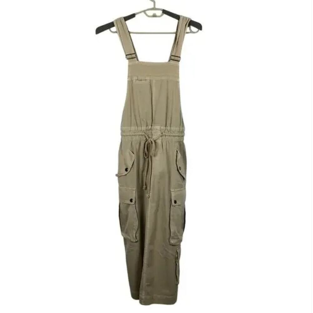 Free People Cargo Skirtall Overalls Utility Dress Jumper XS Mustard (tan) NEW - Picture 3 of 12